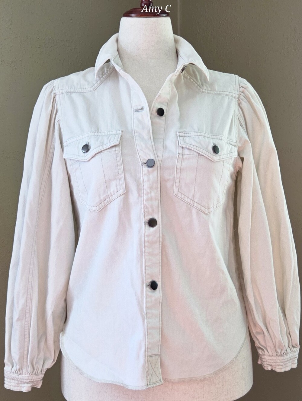 We The Free Women's Cream Color Button-Front Jean Jacket Size XS